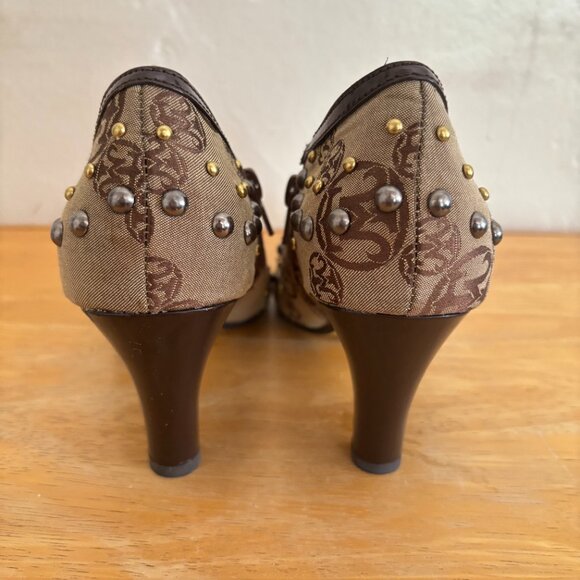 Miss Tina Tan Brown Studded Peep Toe Ankle Booties 6.5 - Picture 5 of 8